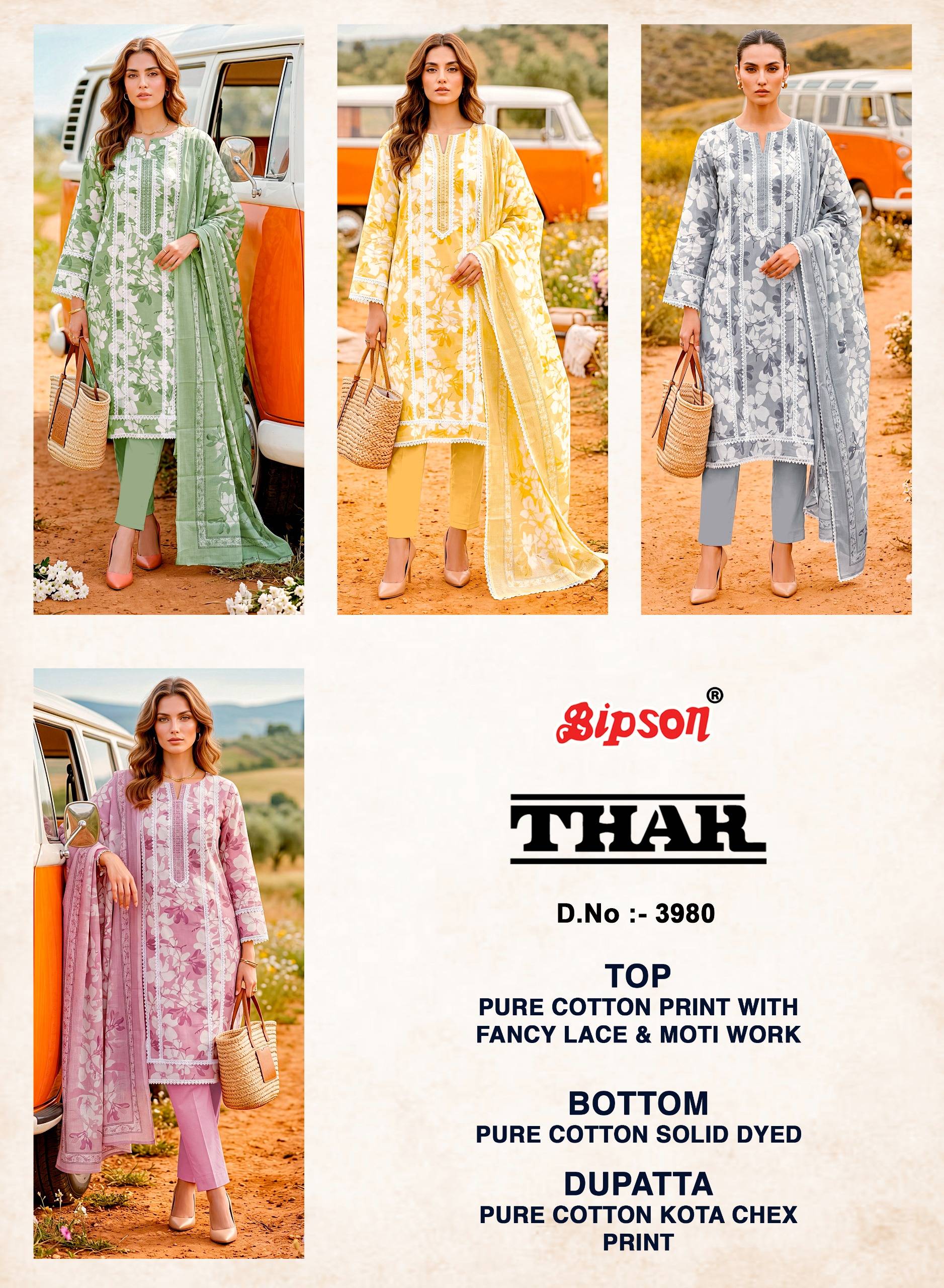 THAR - 3980 Series By BIPSON PRINTS Stylish Beautiful Colourful Pure Cotton Dresses At Wholesale Price